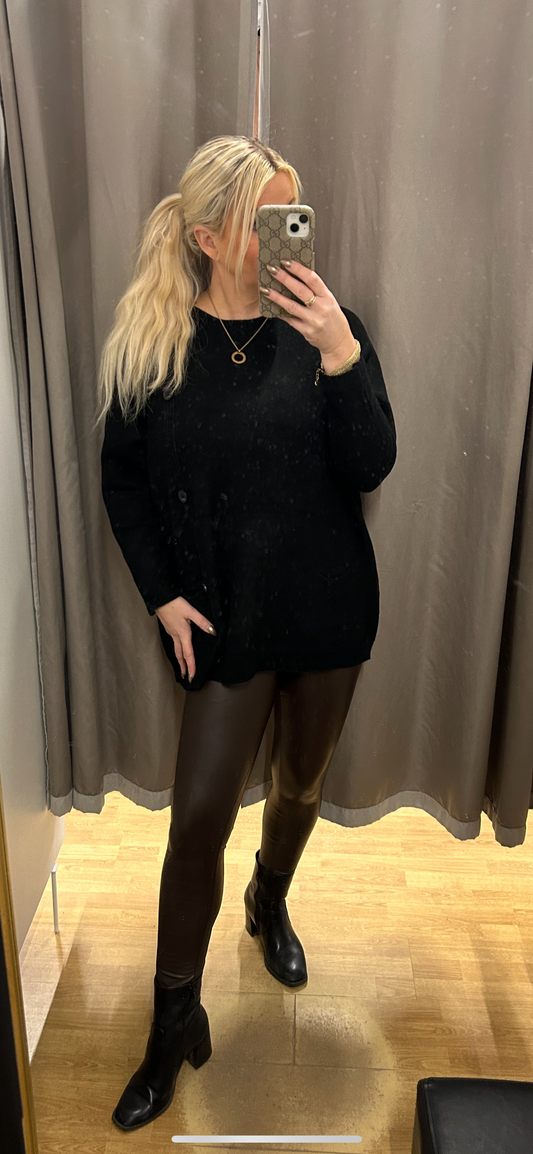 Súkkulaði brúnar pleður leggings