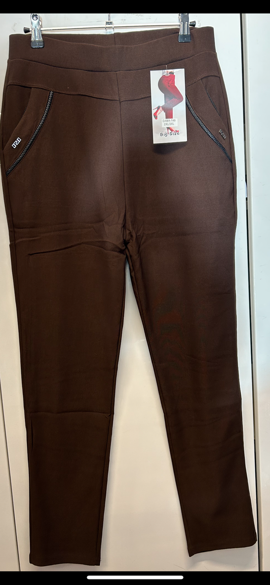 Brúnar leggings stærri stærðir